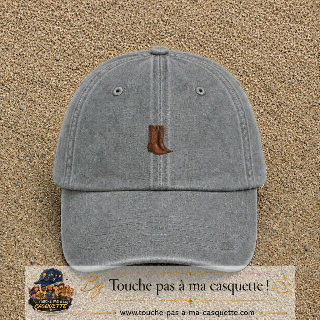 Casquette Gris délavé 100% coton avec motif Bottes cowboy 3 cm - image principale