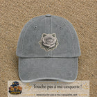Casquette Gris délavé motif Rose grise 7 cm - vue principale