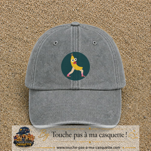 Casquette baseball Gris délavé 100% coton avec visuel Banane drôle 7 cm - image produit principale