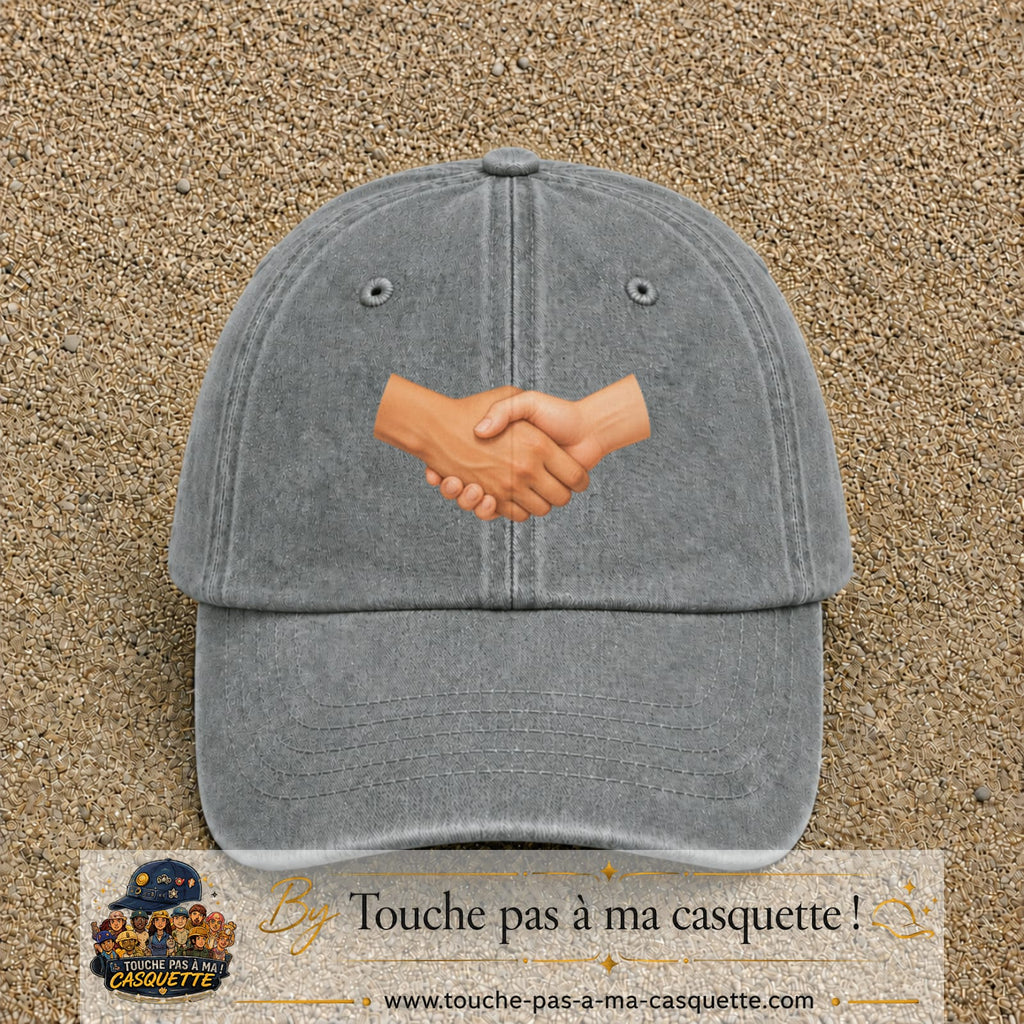 Casquette Gris délavé 100% coton avec motif Poignée de main 5 cm - image principale
