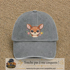 Image principale produit98grosGR - casquette Gris délavé avec visuel Faon fleuri 7 cm