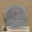 Image principale produit138petitGR - casquette Gris délavé avec visuel Cœur rouge 3 cm