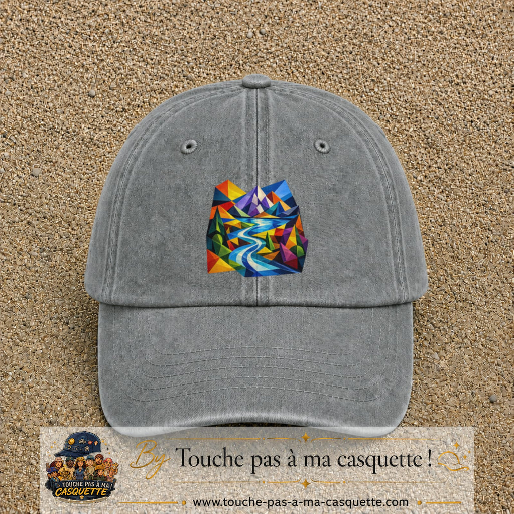 Image principale casquette Gris délavé avec motif Rivière de montagne 7 cm