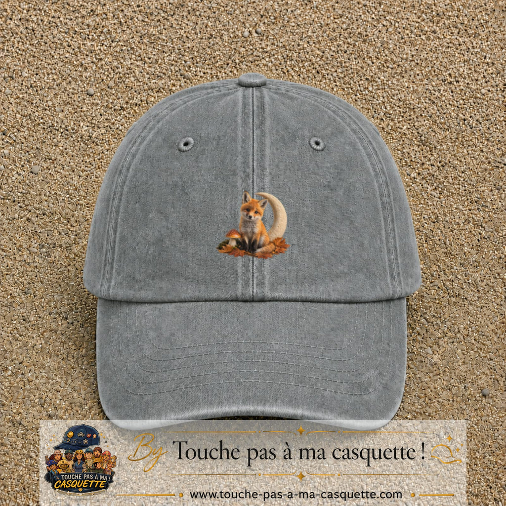 Image principale casquette Gris délavé avec motif Renard de lune 5 cm