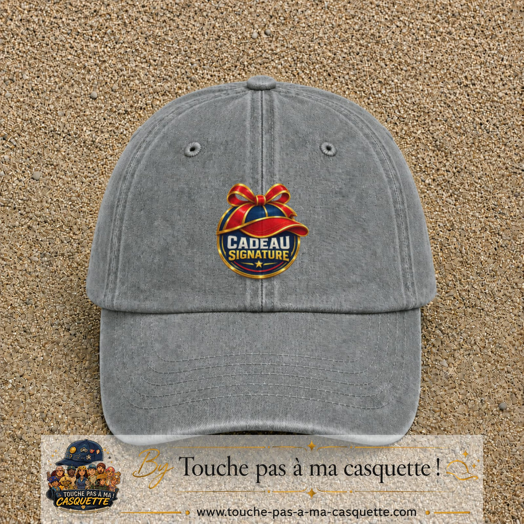 Casquette Gris délavé avec motif Cadeau Signature avec casquette en 7 cm – vue principale