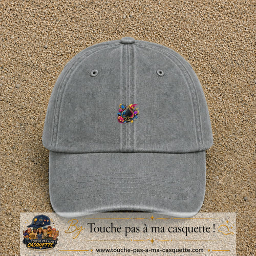 Casquette Gris délavé avec motif As de pique et jetons de poker en 3 cm – vue principale