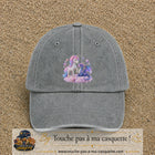 Casquette Gris délavé avec motif Licorne et dragon sur un nuage en 7 cm – vue principale