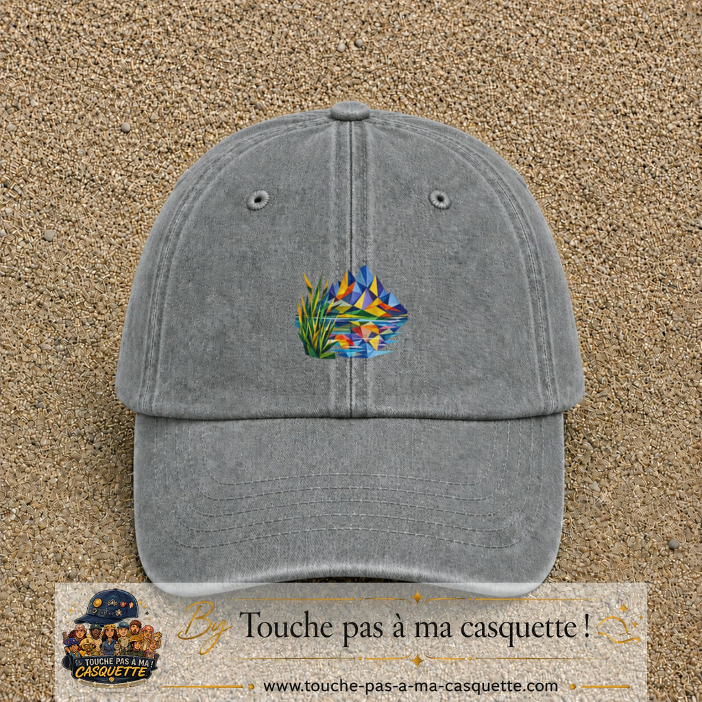 Image principale casquette Gris délavé avec motif Lac de montagne 5 cm