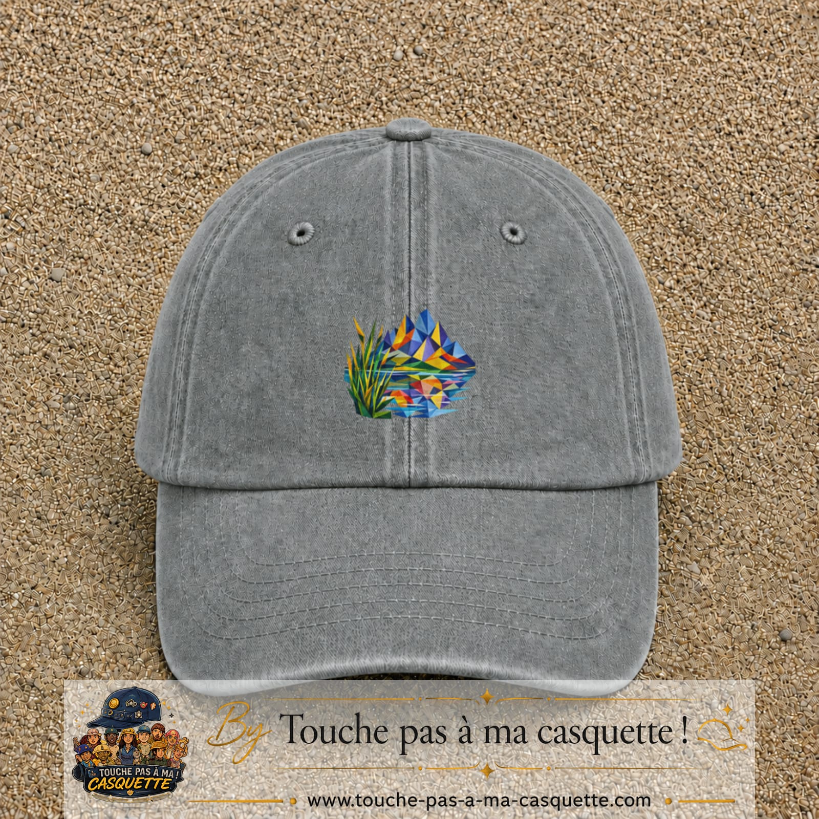 Image principale casquette Gris délavé avec motif Lac de montagne 5 cm