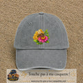 Casquette Gris délavé motif Abeille et miel logo 7 cm
