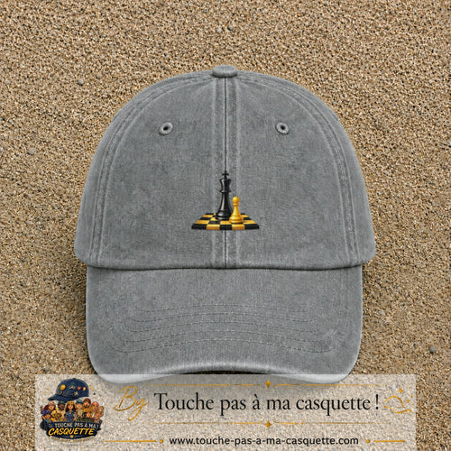 Image principale casquette Gris délavé avec motif Échecs classiques 5 cm