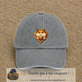 Casquette Gris délavé avec motif Hamster au gland dans un cœur en 7 cm – vue principale