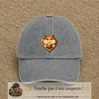 Casquette Gris délavé avec motif Hamster au gland dans un cœur en 7 cm – vue principale