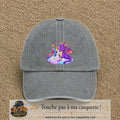 Casquette Gris délavé motif Licorne et bébé dragon logo 7 cm