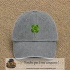 Casquette Gris délavé motif Trèfle porte-bonheur logo 7 cm