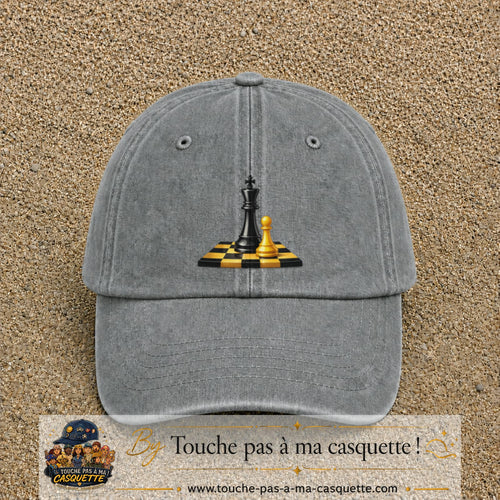 Image principale casquette Gris délavé avec motif Échecs classiques 7 cm