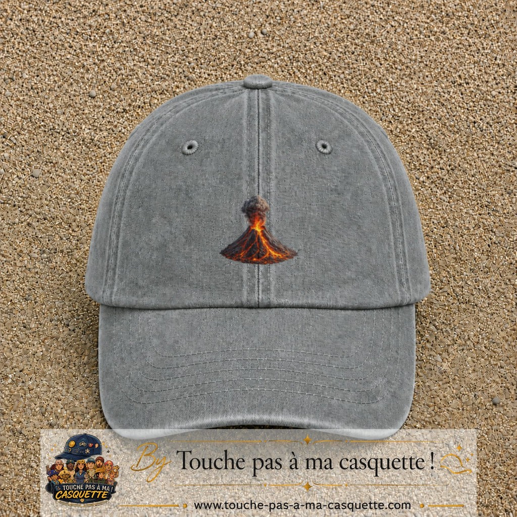 Image principale casquette Gris délavé avec motif Volcan en éruption 5 cm
