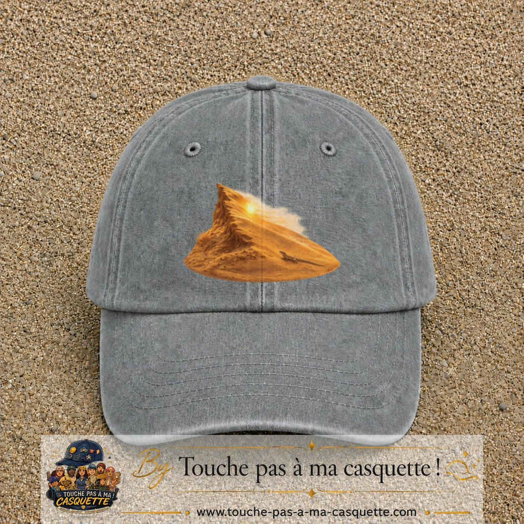 Image principale casquette Gris délavé avec motif Dune du désert 7 cm