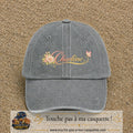 Casquette Gris délavé avec motif Prénom Charlène fleuri en 7 cm – vue principale