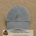 Casquette Gris délavé motif Plumes bohèmes logo 5 cm