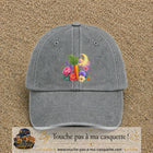 Casquette Gris délavé motif Jardin carotte fleuri logo 7 cm