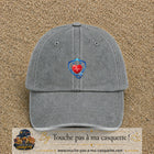 Casquette Gris délavé motif Bouclier santé cœur logo 5 cm