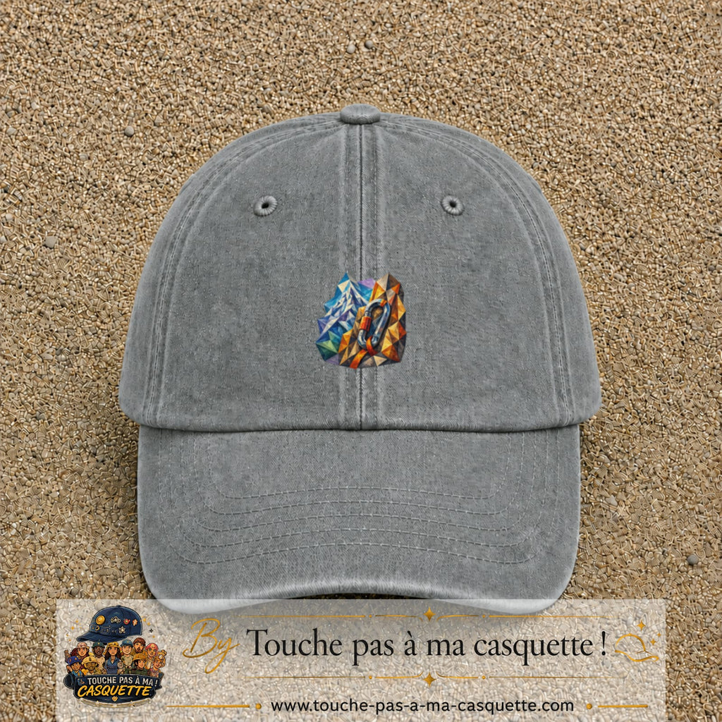 Image principale casquette Gris délavé avec motif Mousqueton de montagne 5 cm