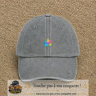 Casquette Gris délavé motif Puzzle pop logo 3 cm