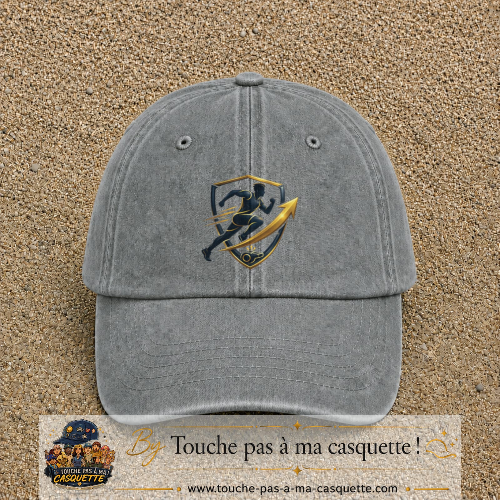 Casquette Gris délavé avec motif Coureur et sifflet de coach en 7 cm – vue principale