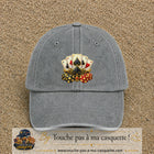 Casquette Gris délavé motif Poker cartes et jetons logo 7 cm
