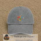 Casquette Gris délavé avec motif Merci Prof coloré en 5 cm – vue principale