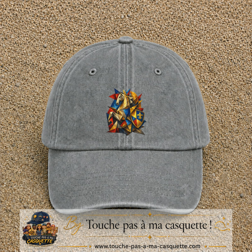 Image principale casquette Gris délavé avec motif Chevalier mosaïque 7 cm