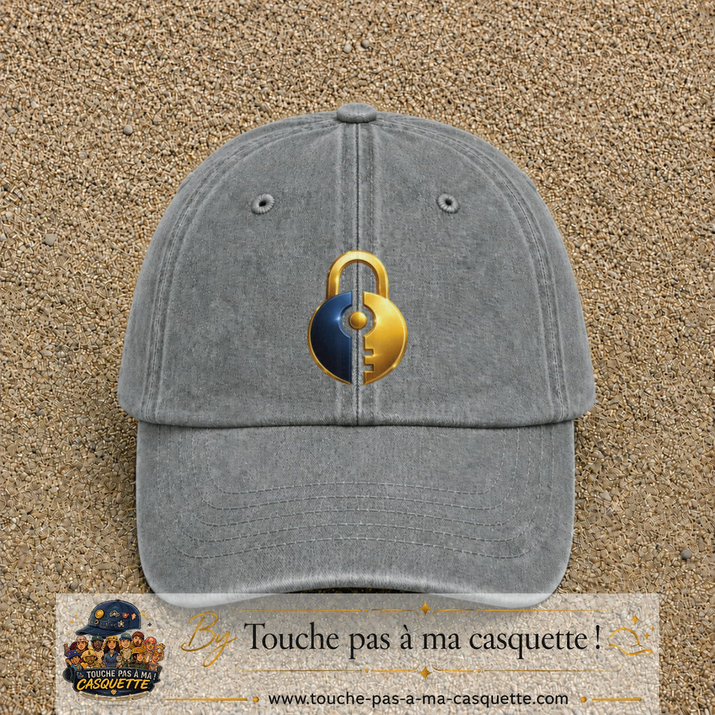 Image principale casquette Gris délavé avec motif Cadenas doré 7 cm