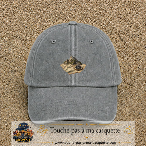 Casquette Gris délavé avec motif Montagne sur carte avec boussole en 5 cm – vue principale