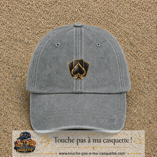 Image principale casquette Gris délavé avec motif As de pique 5 cm