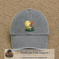 Casquette Gris délavé motif Lapin sous la lune logo 7 cm