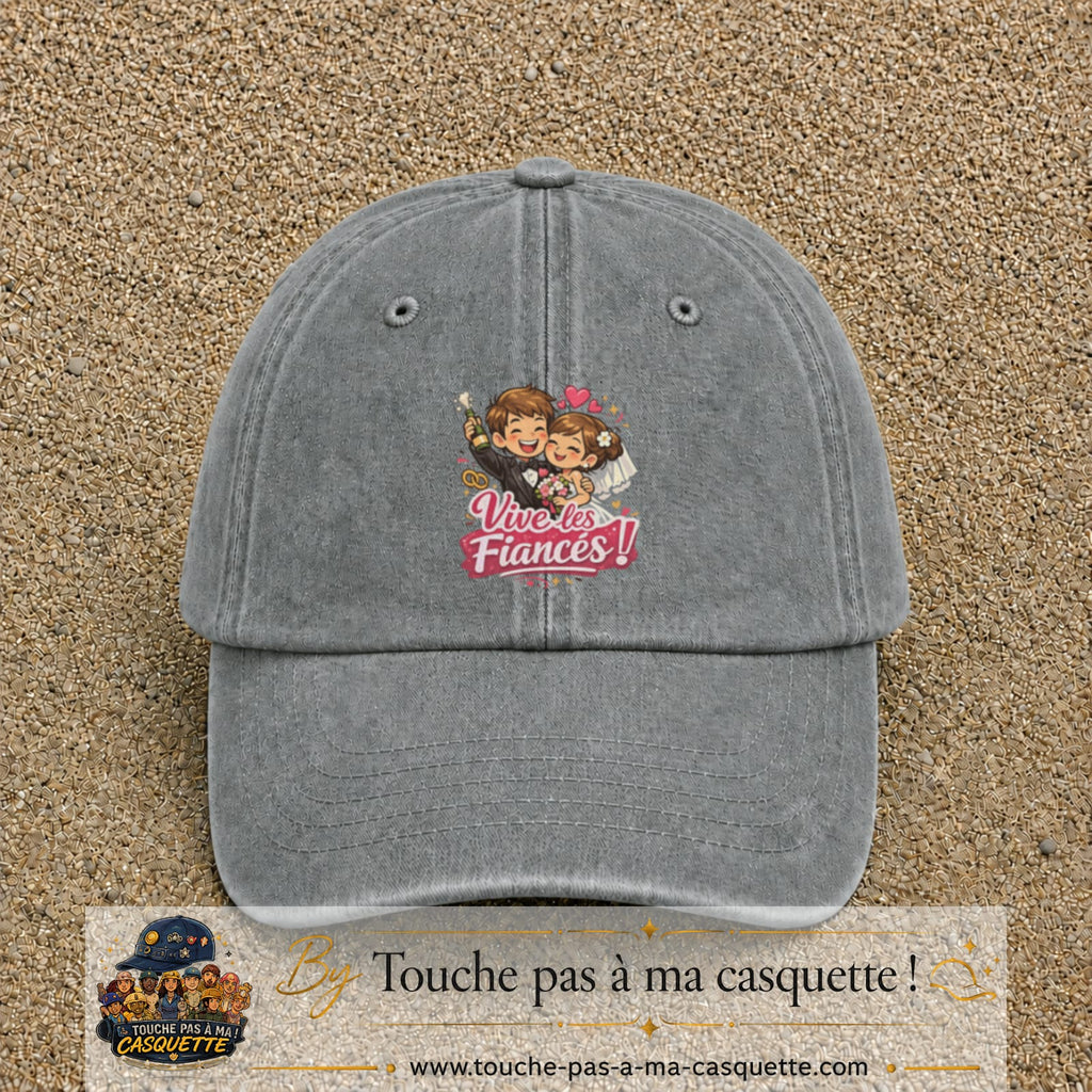 Casquette Gris délavé avec motif Vive les Fiancés en 7 cm – vue principale