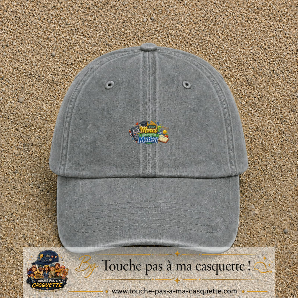 Casquette Gris délavé avec motif Merci mon prof de maths en 3 cm – vue principale
