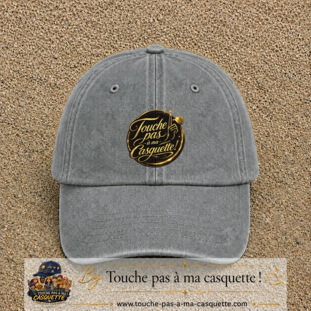 Casquette Gris délavé avec motif Touche pas à ma Casquette en 7 cm – vue principale