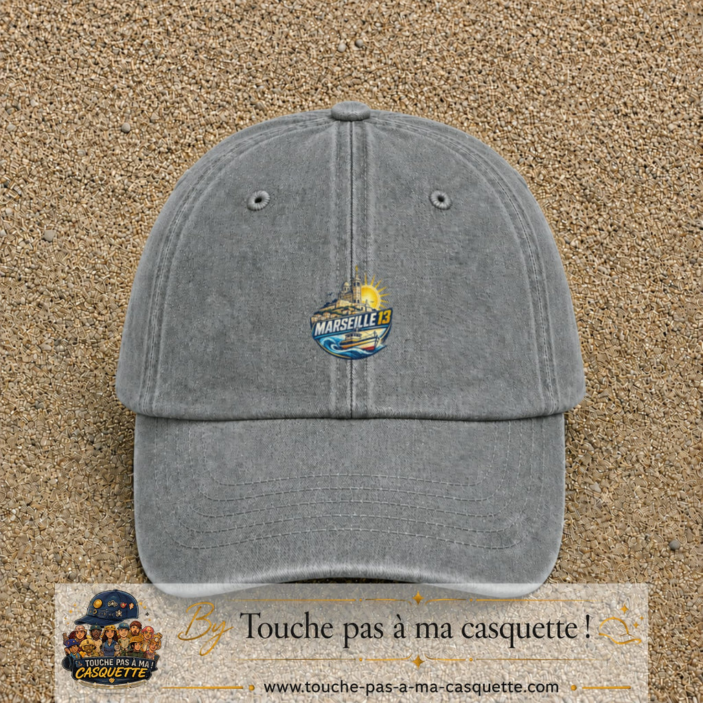 Casquette Gris délavé motif Marseille 13 logo 5 cm