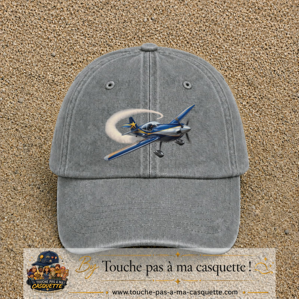 Image principale casquette Gris délavé avec motif Avion de voltige 7 cm