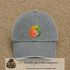 Casquette Gris délavé motif Chat feuille logo 7 cm