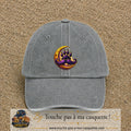 Casquette Gris délavé avec motif Patte moustachue sur lune en 7 cm – vue principale