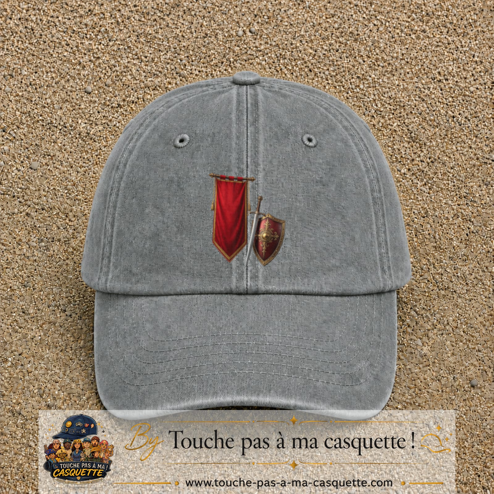 Image principale casquette Gris délavé avec motif Bouclier médiéval 7 cm