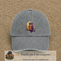 Casquette Gris délavé motif Hibou lune logo 7 cm