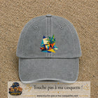 Casquette Gris délavé motif Plante graphique logo 7 cm