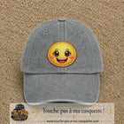 Image principale produit9grosGR - casquette Gris délavé avec visuel Emoji souriant 7 cm