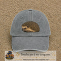 Image principale produit192grosGR - casquette Gris délavé avec visuel Hérisson réaliste 7 cm