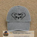 Image principale produit100grosGR - casquette Gris délavé avec visuel Koala visage 7 cm
