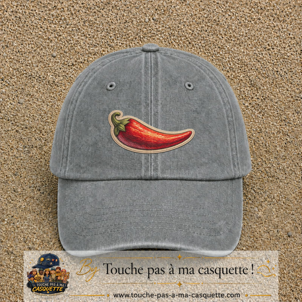 Image principale produit198moyenGR - casquette Gris délavé avec visuel Piment 5 cm